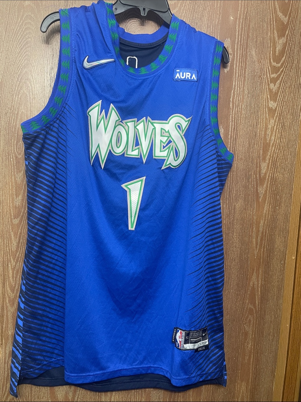 Edwards #1 Nike Blue Wolves Basketball Jersey size 54 icon edition